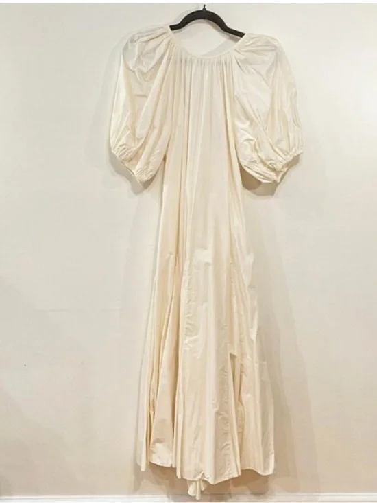 RHODE,Chloe Cotton Puff Sleeve Dress Ecru Open-Back Boho Luxury Resort Size L - Picture 5 of 8
